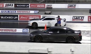 Chevy Camaro SS Drags Dodge Charger SRT Hellcat, Wheelslip Galore Shames Match