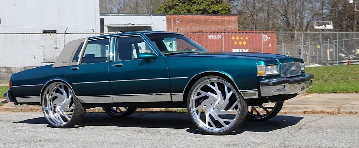 Kandy Teal 1977 Chevy Caprice Classic Box rides on 28s by WhipAddict