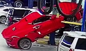 Chevy Dealer Damages New Corvette Z06: Mid-Engine Sports Car Falls Off Lift