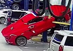 Chevy Dealer Damages New Corvette Z06: Mid-Engine Sports Car Falls Off Lift