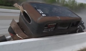 Chevy Nova Crashes at New Drag Strip, "Dirty 30" Rolls and Bursts into Flames