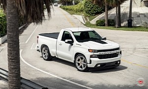 Chevy Silverado With Short Bed Conversion Gets Lowered Onto 24-Inch Wheels