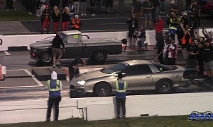 Chevy Truck Gives Some Tough Drag Racing LUV to Turbo Mustangs and 2JZ Camaro