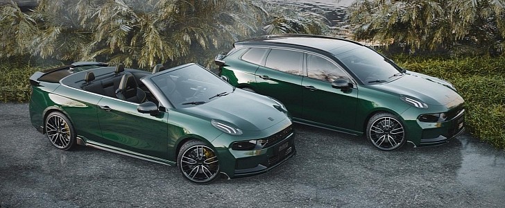 Lynk & Co 03+ Abiscu Aurora Green Cabriolet and Station Wagon rendering 