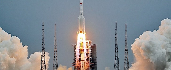 Long March 5B rocket launches on April 29 carrying the first module of the Chinese space station
