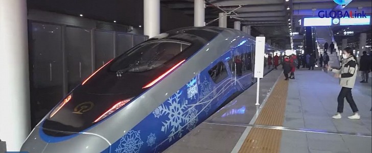 The custom-built Fuxing is an autonomous train with an integrated mobile media room