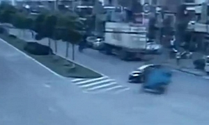 Chinese Driver Flees After Illegal U-turn Causes Crash