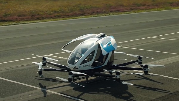 EHang will be testing satellite-based systems for its EH215 eVTOL together with Aeroports de Catalunya