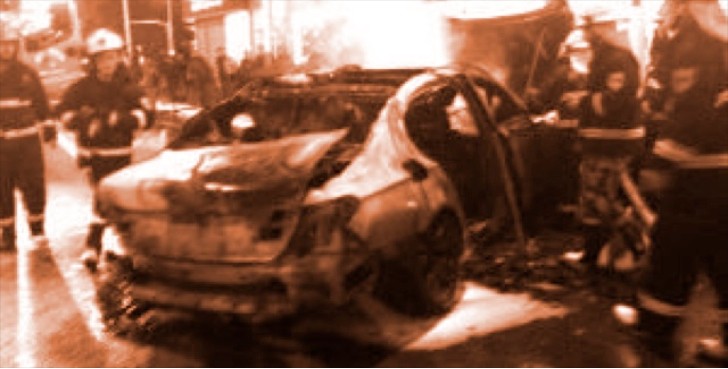Burned BMW 7 Series in China