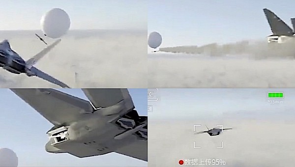 Chinese spy balloon fights back against an F-22 Raptor