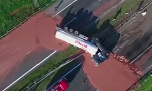 Chocolate Floods Polish Highway after Truck Crash