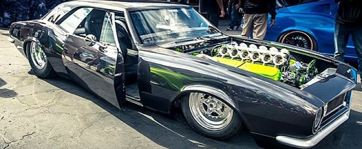Chopped 1967 Camaro Has V12 LS1 Engine and Suicide Doors