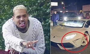 Chris Brown Banged Up His All-White Lambo and Got Pretty Angry About It