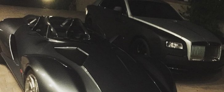 Chris Brown’s Driveway Looks Like the Batcave, at Night 