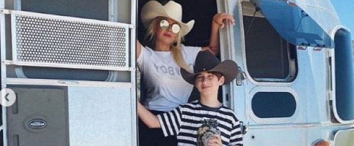 Christina Aguilera and son Max hit the road in Airstream RV