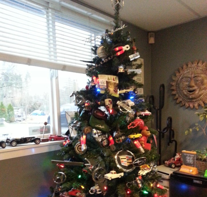 Christmas Tree Decorated with Tons of Car Logos