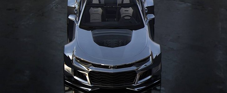 Chrome 2018 Chevrolet Camaro ZL1 1LE with Glass Roof Rendering