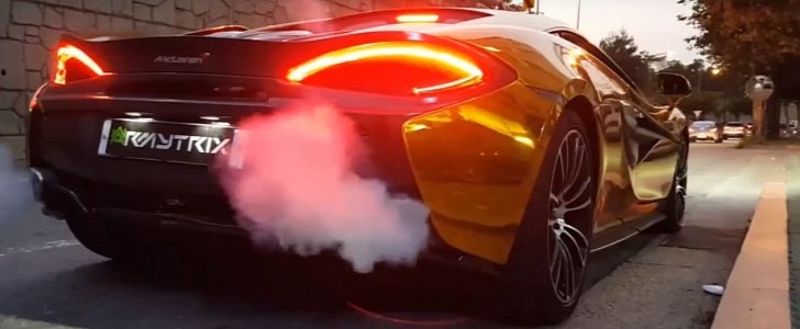 Chrome Gold-Wrapped McLaren 570S with Armytrix Decatted Exhaust