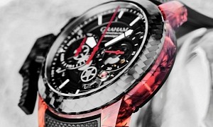 Chronofighter Superlight Carbon Skeleton Watch Sports a Unique Red Epoxy Case