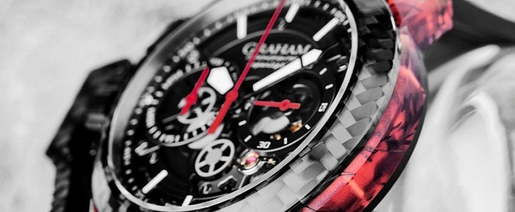 Graham's Chronofighter Superlight Carbon Skeleton timepiece is lighter than 100 grams (3.5 oz)
