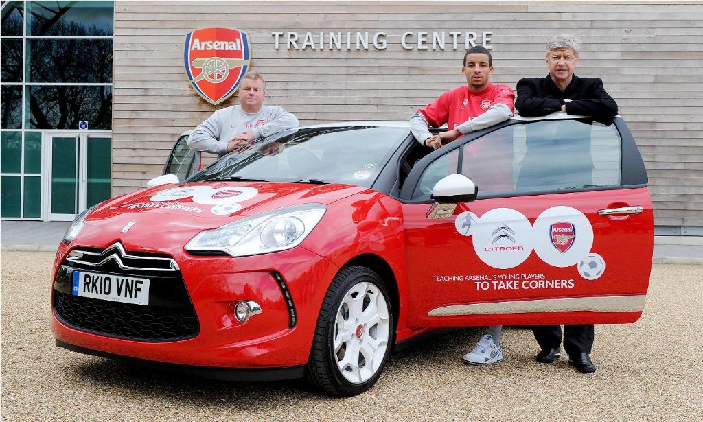 Young Arsenal players taught to drive safely in a Citroen DS3