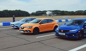 Civic Type R vs. Hyundai i30 N vs. Renault Megane RS Drag Race Is About Power
