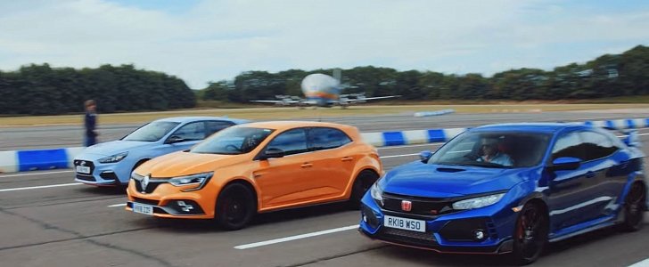Civic Type R vs. Hyundai i30 N vs. Renault Megane RS Drag Race Is About Power