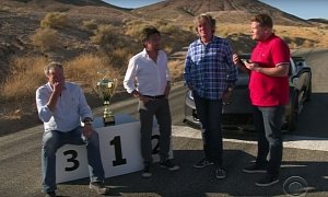 Clarkson, Hammond, and May Meet Up with James Corden for the Grand Racing Quiz