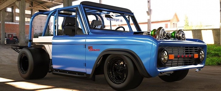 Old Ford Bronco gets virtually converted to race truck by kalim_gh on Instagram