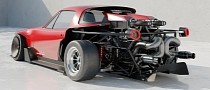 Classic Mazda MX-5 Miata Thinks It’s a Bugatti, CGI-Fits Retiring W16 Mill
