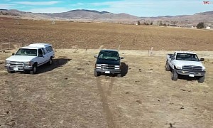 Classic Truck Drag Race Through “Yak-adega” Sees Dodge Face Off With Two Chevys