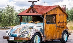 Classic VW Beetle 1302 Gets Turned Into a Charming Swiss Cabin With a Functional Chimney
