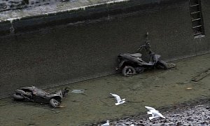 Cleaning the Canal Saint-Martin in Paris Reveals Scooter and Bike Graveyard