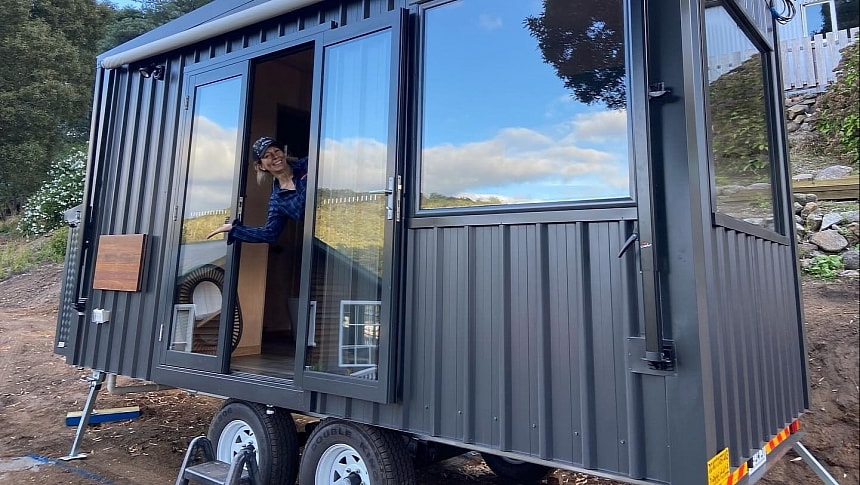 The ultra-compact Derby tiny home is less than 16-foot-long but upgraded with outdoor features