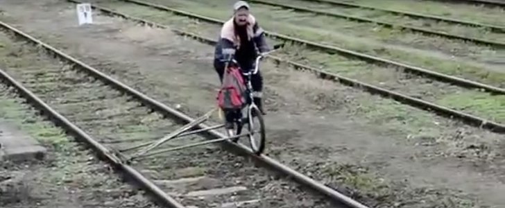 Bicycle on railroad tracks