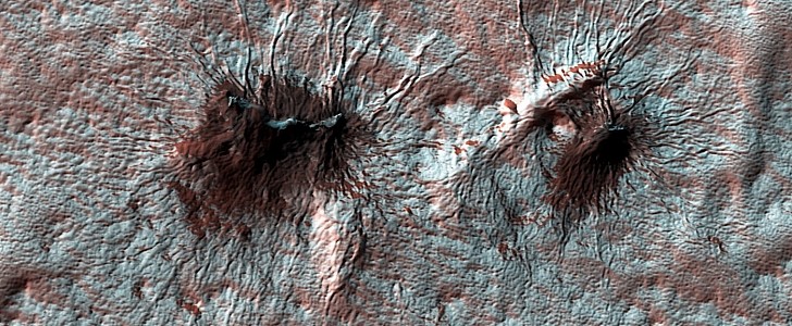 Close-upm of spider structure on Mars