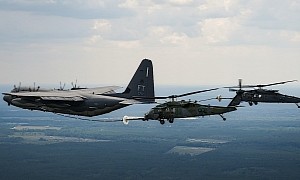 Combat King Tanker Refueling Helicopters Looks Like It's Towing Them