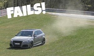Compilation: Audi RS3 Understeering at the Nurburgring Still Sounds Good