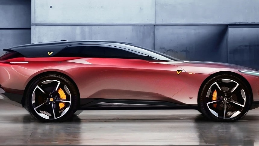 Ferrari Coupe-SUV EV rendering by lsdesignsrl