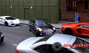 Confidence at Its Best: Parking a MINI One Between Two Aventadors