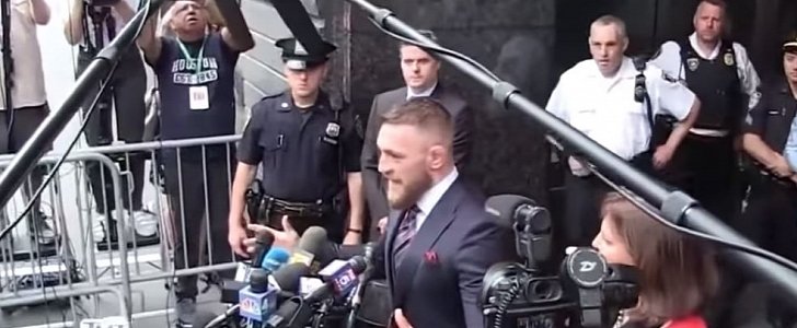 Conor McGregor outside a Brooklyn court, after avoiding jail time for bus attack
