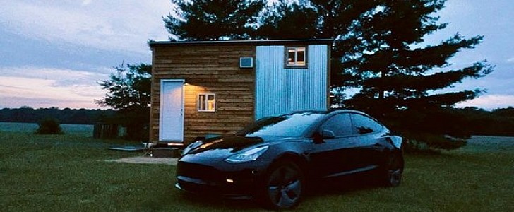 This young TikToker built himself a tiny home and is driving a Tesla Model 3