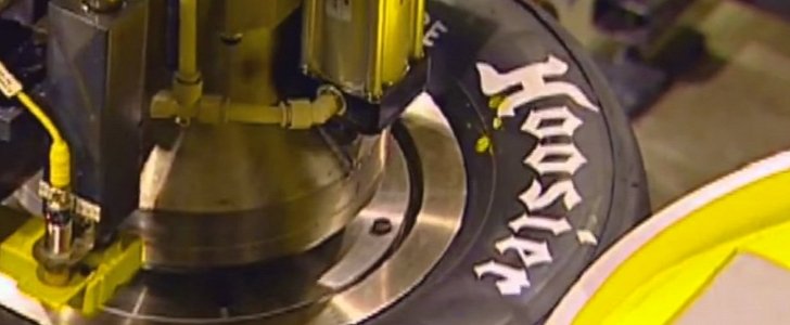 Hoosier racing tire on manufacturing line