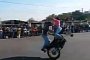 Cool Bike Stunt without a Front Wheel but with a Lady on the Front Fender – Video