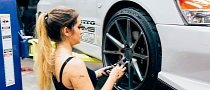 Cool Chick Services Brakes on Her Evo VIII with Vossen Wheels