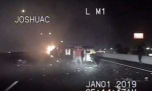 Cops, Eyewitnesses Rush to Flip Burning Car to Rescue Injured Driver in Texas