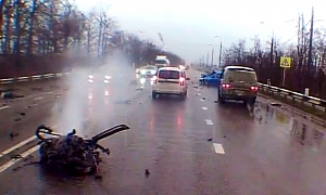 Corsa OPC Totaled in Wet and Wild Russian Overtaking