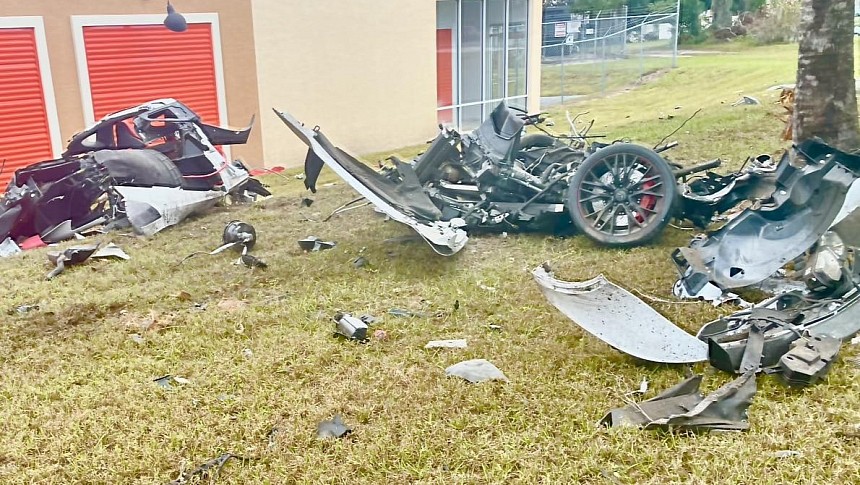 Chevrolet Corvette torn to pieces following crash