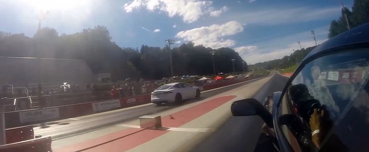 Tesla drag race vs. Corvette Z06