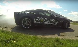 Corvette Z06 Fake Police Car Gone Bad Does Burnouts and Donuts